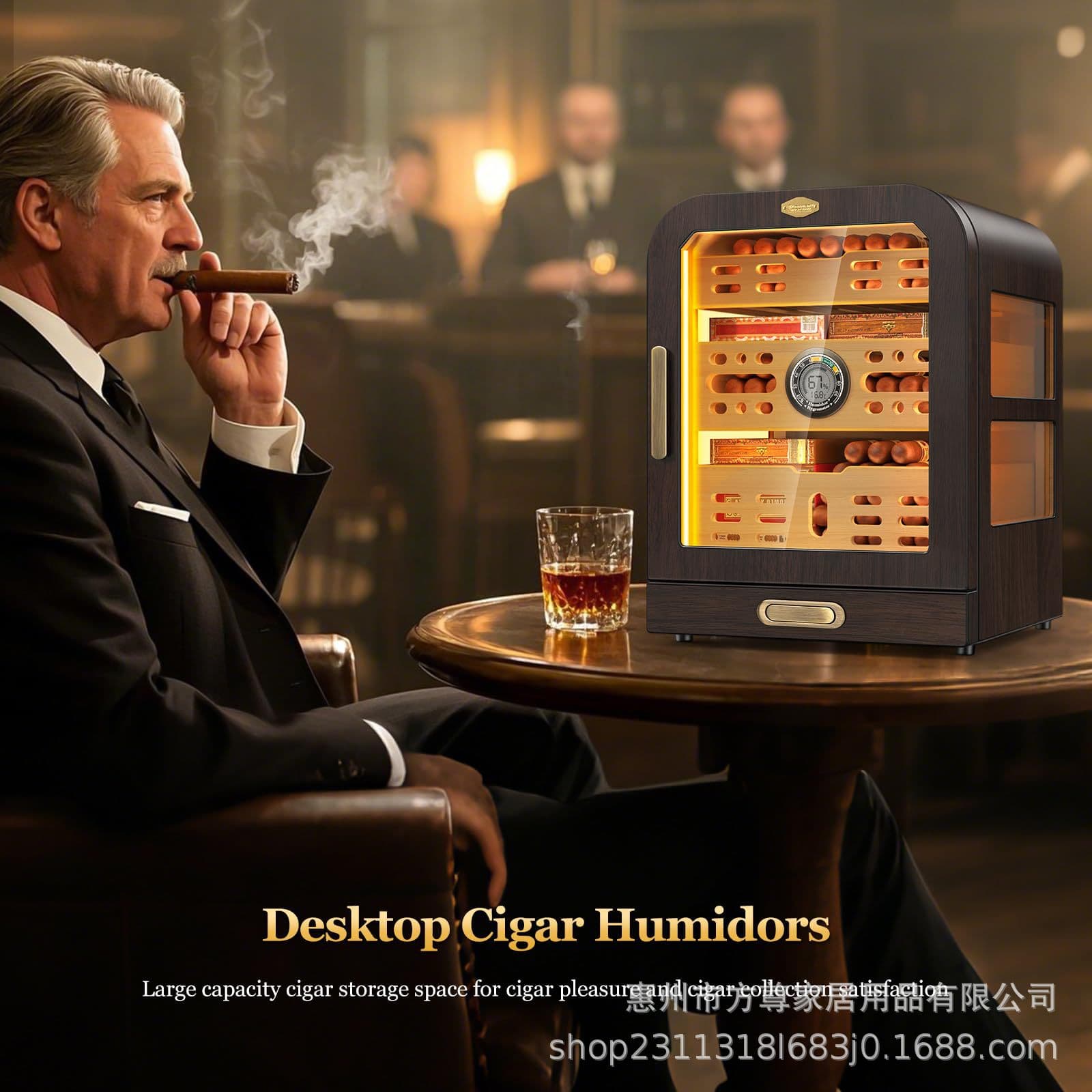 Custom-made cigar cabinets, mellow cedar wood cigar humidors, stylish curved ebony wood luxury models, source factory.