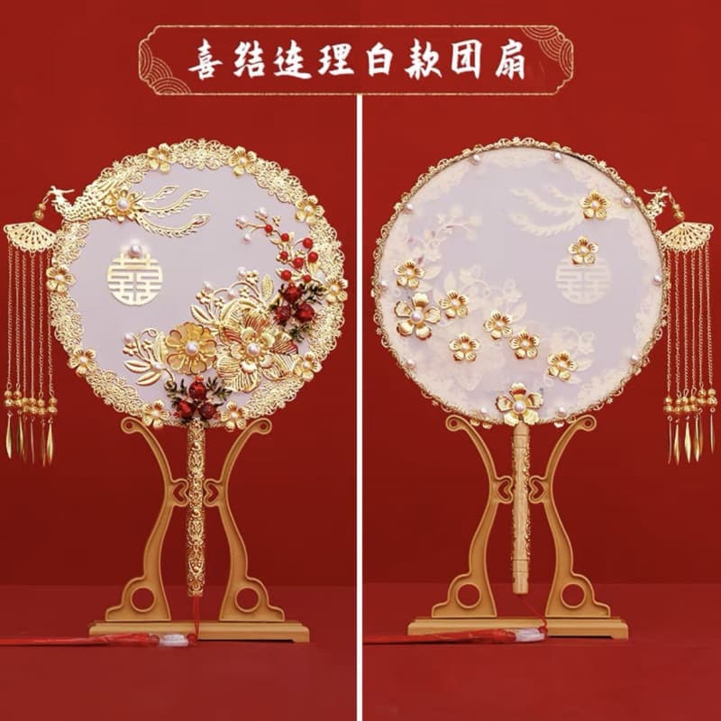 Handmade DIY Round Fan Material Kit Bride Wedding Xiuhuo Round Fan Wedding Bridesmaid Round Fan Double-Sided Chinese Style