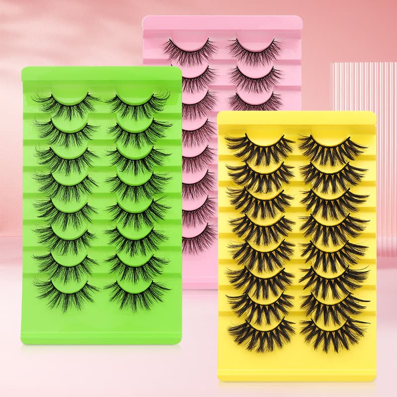 DINGSEN Factory Natural False Eyelashes 8 Pairs Dense Natural Eye Lashes Large Logo Imported Fiber Material One Size Fits All