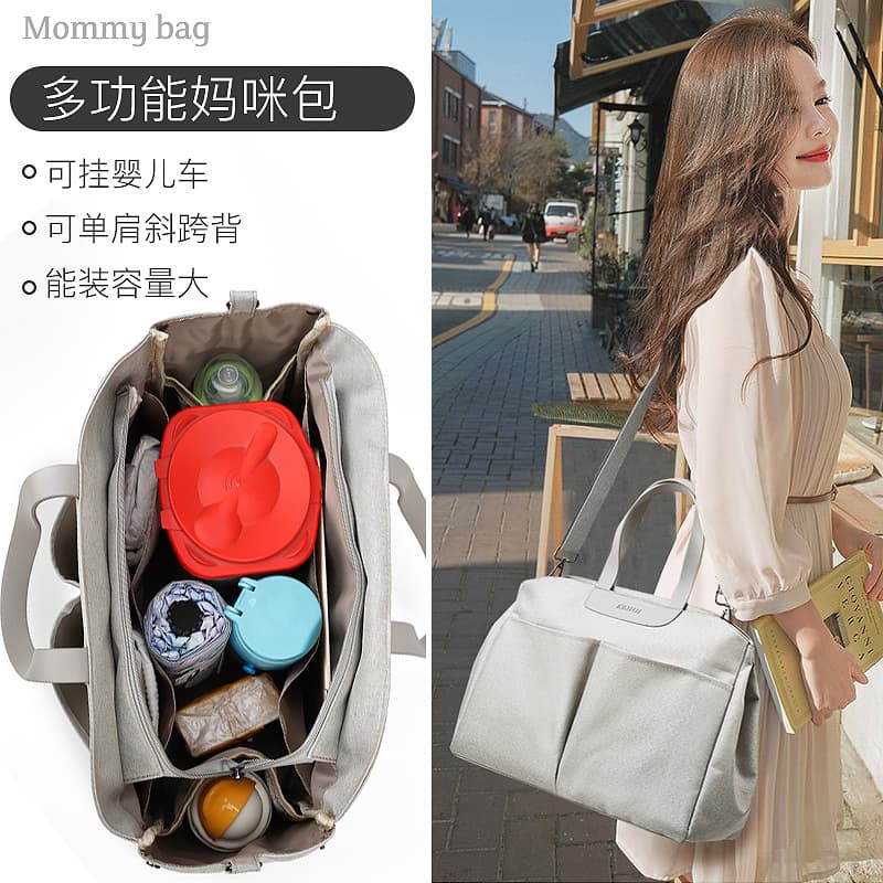 Fashionable Mom Bag Multifunctional Handbag Shoulder Crossbody Bag Insulated Maternity Milk Powder Diaper Bag Storage