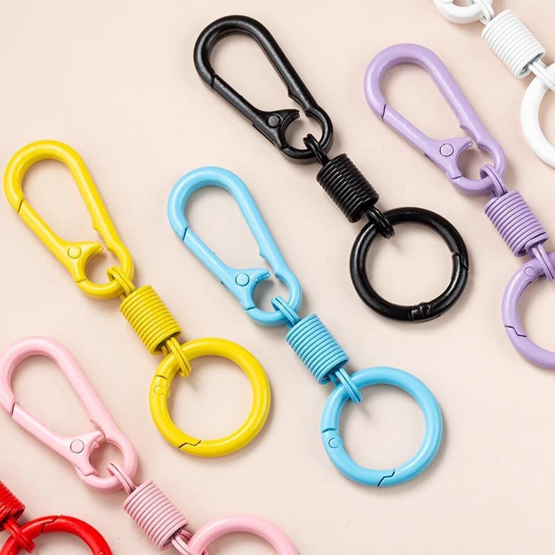 Keychain Multi-Color Car Spring Buckle Key Ring Rebound Ring Keychain Colorful Paint Zinc Alloy Mountaineering