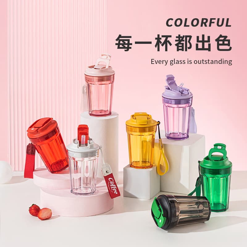 Coca-Cola Collaboration Internet-Famous Coffee Cup Portable Straw Cup Kids Water Bottle Summer High-Aesthetic Plastic Cup
