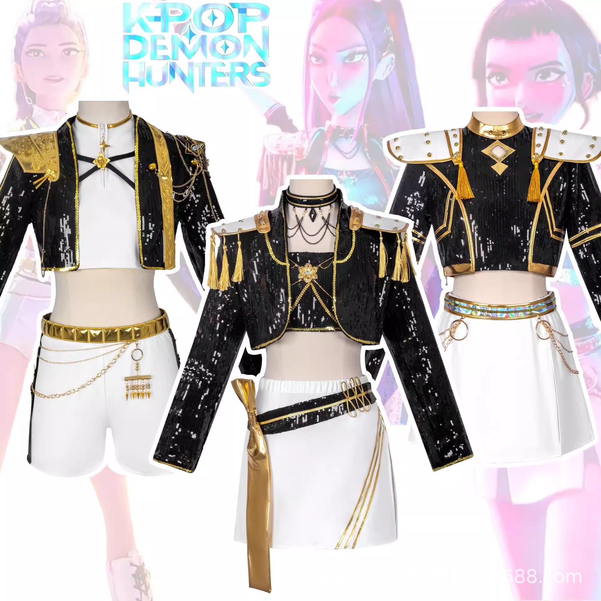 Kpop Witch Hunter Group Lumimi La Zoe Black Gold Stage Outfit Halloween Wig Full Set In Stock Cross-Border
