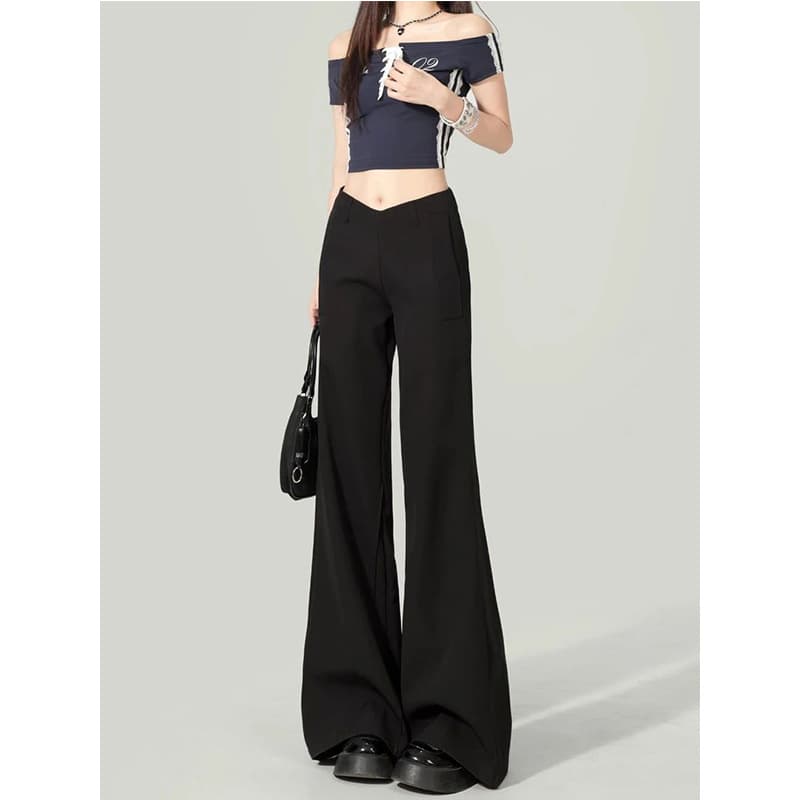 Black Flared Pants for Women, 2026 Summer New Arrival, High-Waist Non-Cling Slimming Casual Suit Pants, Slimming Long Pants