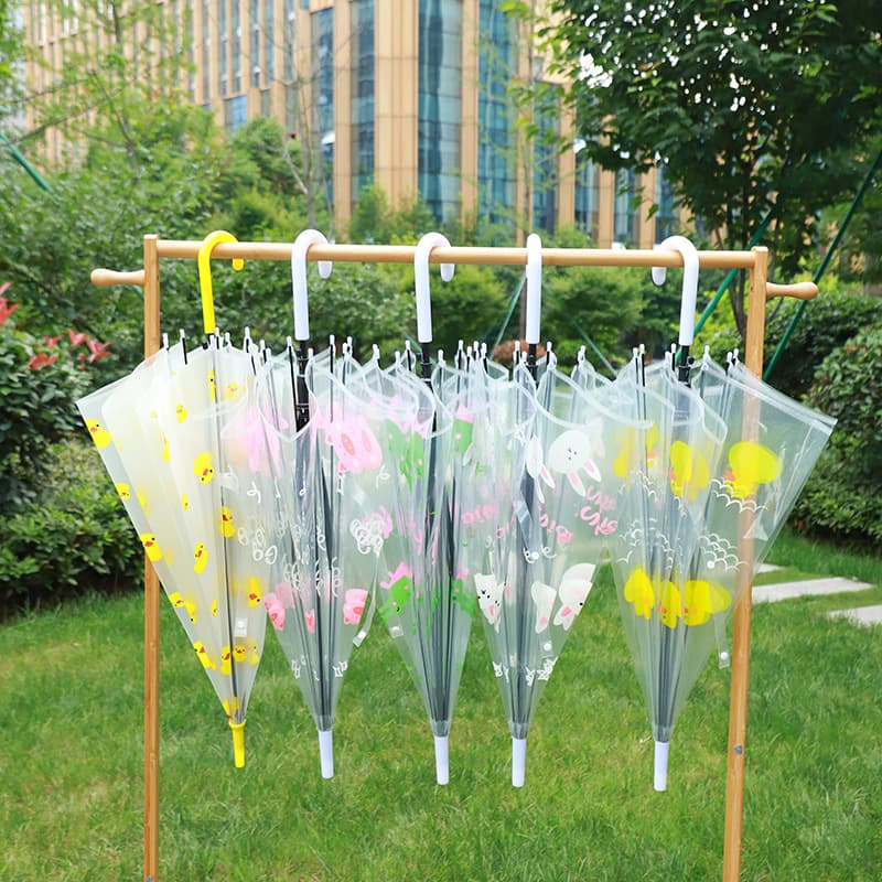 Cute Cartoon Animal Print Children's Transparent Umbrella Korean Style Small Fresh Long-Handed Umbrella Creative Couple Umbrella