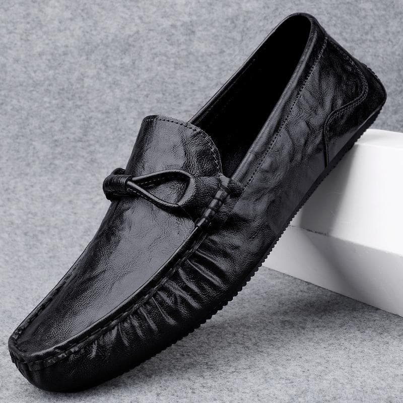 Luxury Driving Shoes Men's Genuine Leather 2023 New Lazy Shoes Trendy British Casual Printed Slip-on Loafers