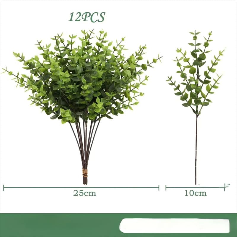 Artificial Eucalyptus Leaves Single Stem Fake Greenery Plastic Plant for Wedding Home Outdoor Decoration Wholesale