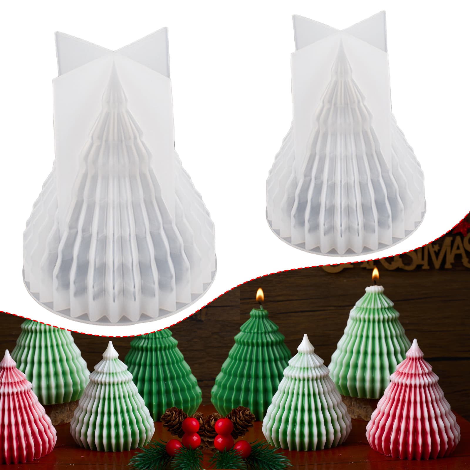 Origami Christmas Tree Candle Silicone Mold DIY Aromatherapy Plaster Ornament Resin Casting Creative Christmas Gift