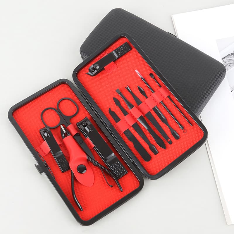 Black 12-Piece Home Nail Clipper Set Manufacturer Beauty Manicure Tools Large Nail Clippers Nail Scissors Set