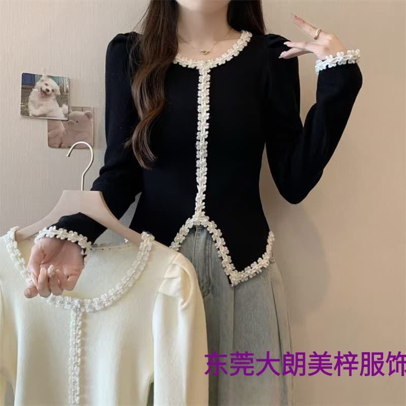Spring New Fashion Knit Top, Slimming Design, Chic Chanel-Style Long-Sleeve Knitwear