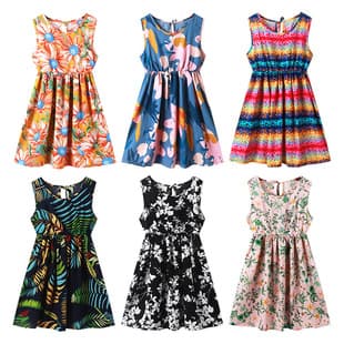 New Summer Children's Dress, 40-Color Printed Beach Dress, Girls' Drop Shoulder Tank Dress, In Stock
