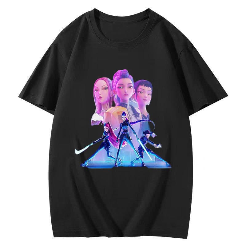 KPop Demon Hunter Printed Fashion T-Shirt Anime Summer Round Neck Unisex Couple Casual Print Cotton T-Shirt