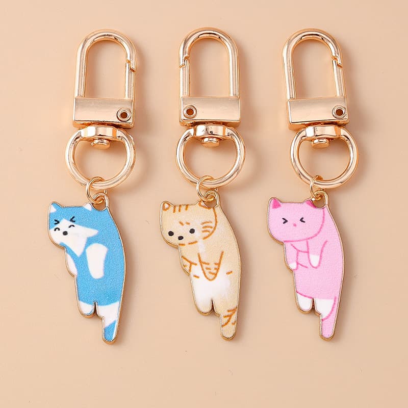 New Cross-Border Best-Selling Fashion Cartoon Animal Keychain Cute Cat Keyring Bag Charm