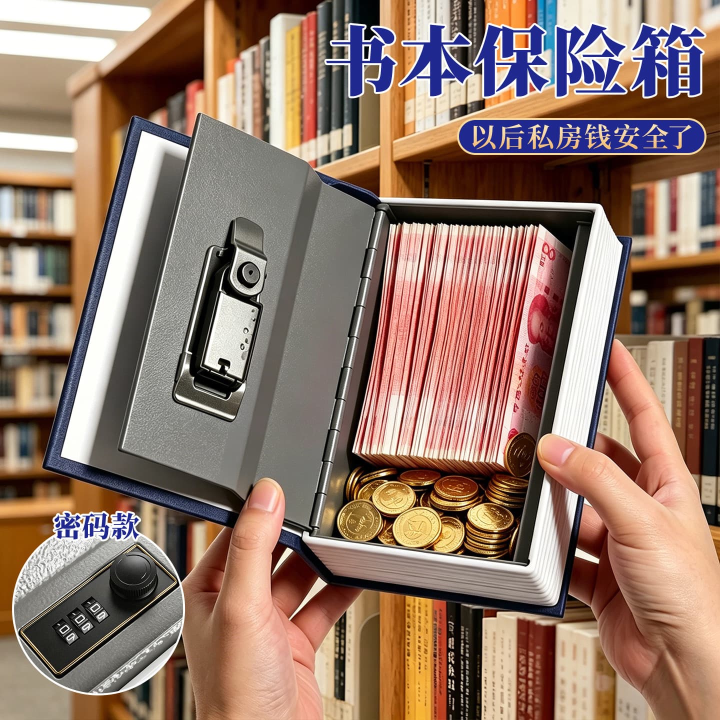 Reversal book safe password box piggy bank 2026 boys and girls piggy bank children's safe deposit box family