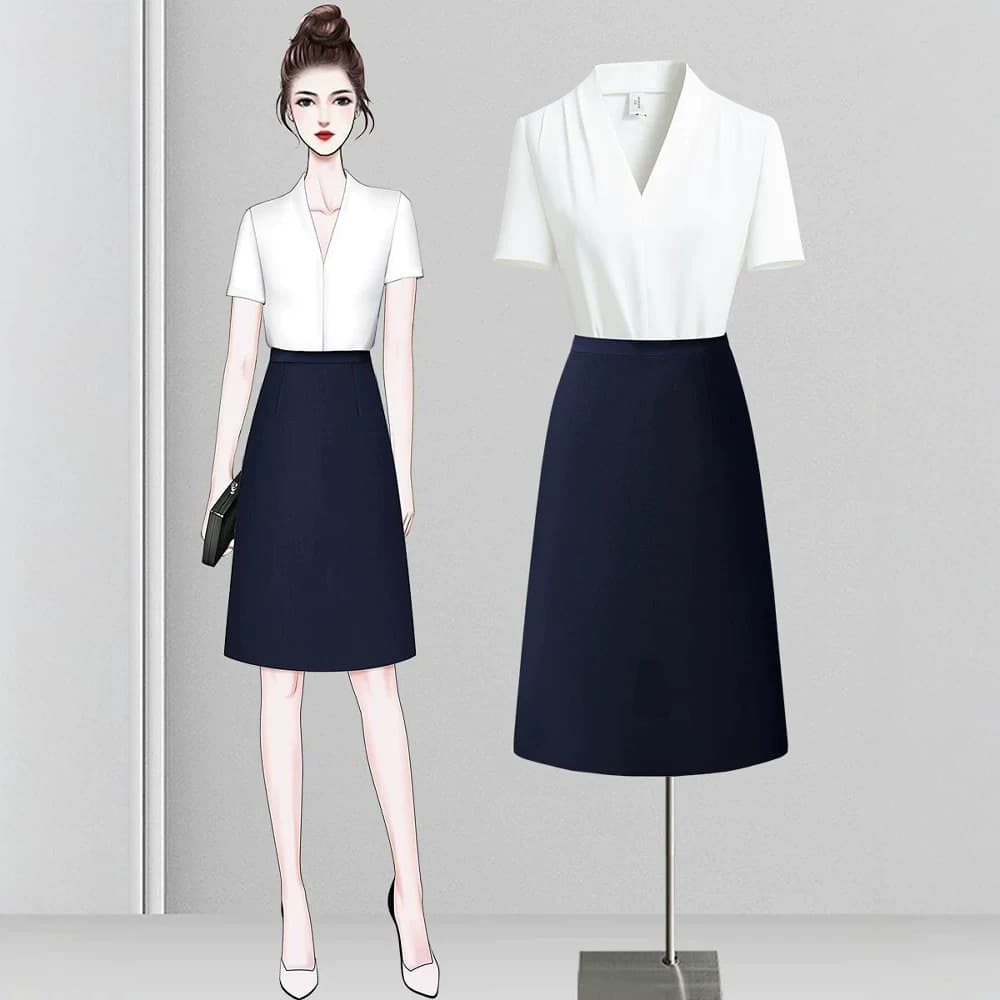 White shirt women's professional temperament commuting V-neck short-sleeved formal tops sales department sales shirt work clothes summer