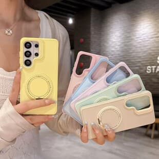 For Galaxy S26 PLUS Phone Case, Skin-Feel 360 Rotating Stand Magnetic S25 ULTRA Full Coverage Protective Case