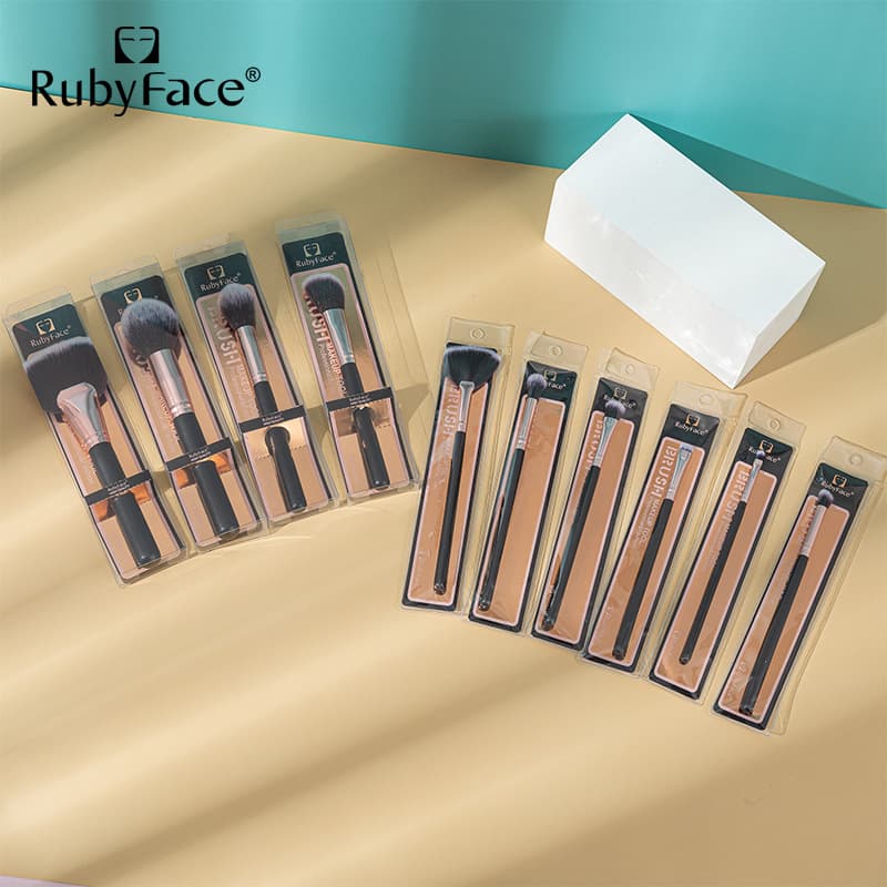 RUBYFACE Single Makeup Brush, Classic Black Gold PET Box Set, Makeup Cosmetics Tools