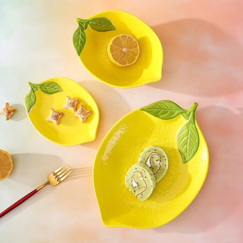 Export fruit lemon shape hand-painted ceramic dishes and tableware cute fruit dishes for home use simple personalized creativity