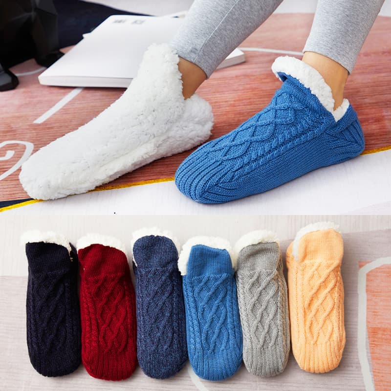 Floor Socks, Fleece-Lined Thickened Winter Women's Adult Bottom Dispensing Adult Warm Indoor Home Socks Men's Socks Overshoes