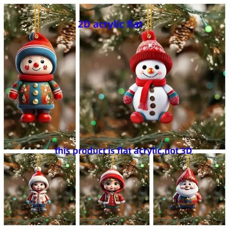 Cross-border New Christmas Character Pendant Acrylic Flat Car Interior Hanging Ornament Holiday Party Decoration