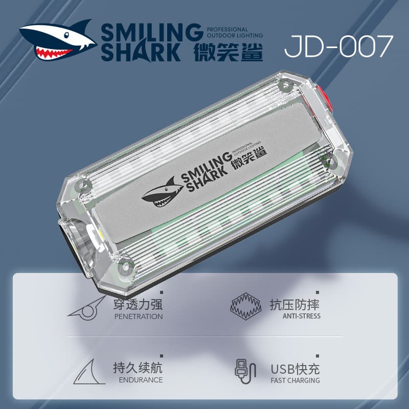 Smiling Shark Nighttime Red and Blue Flashing Shoulder Light Traffic Warning Light Eye-catching Vehicle Light TYPE-C Rechargeable Outdoor Lighting