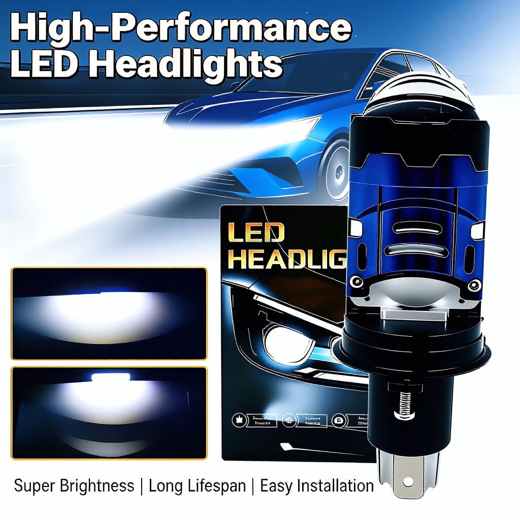 Cross-border Car Headlight High Power LED Bulb Flat Cut High/Low Beam Demon Eye Matrix Spotlight Laser Car Light