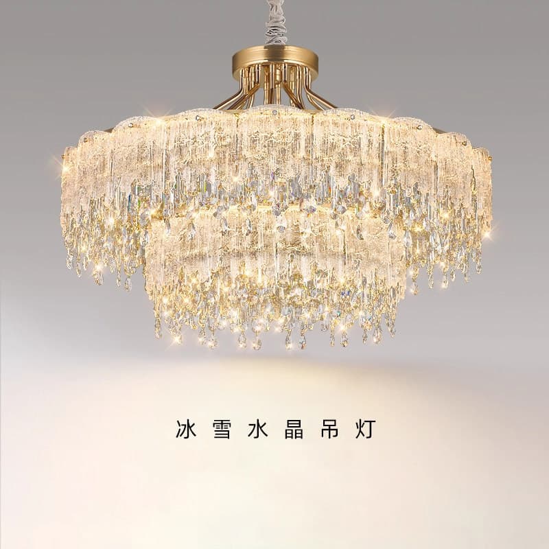 Dengzhuo 2026 New Living Room Crystal Chandelier Modern Light Luxury Style Bedroom Main Light Atmospheric High-End Glass Chandelier
