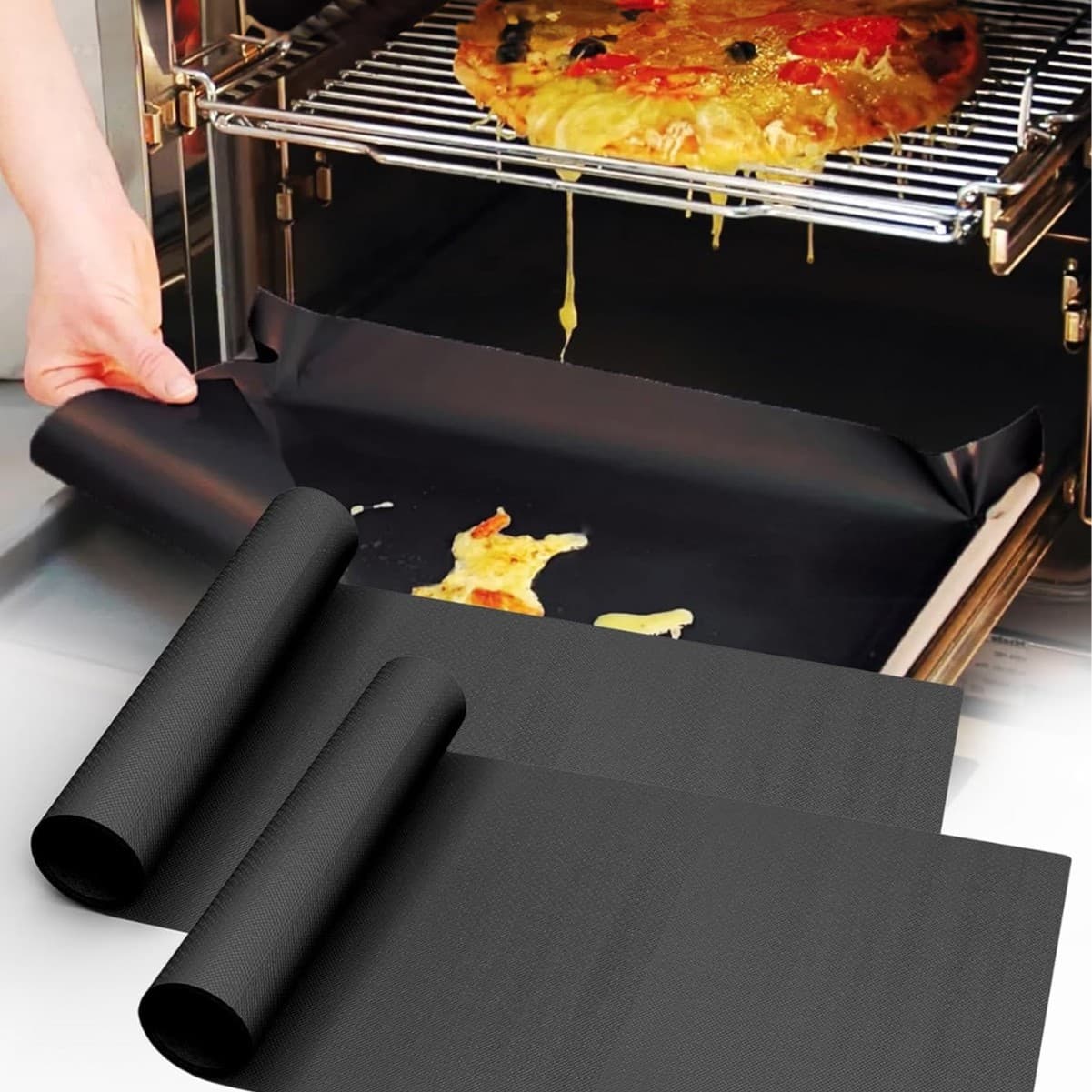 Baking Mat Teflon BBQ Grill Mat High-Temperature Resistant 0.2mm Thickened Oven Mat Non-Stick Grill Camping Household Universal