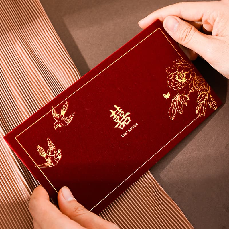 Velvet wedding name-change red envelopes, new style celebration cash gifts for friends' monetary presents, ten-thousand-yuan packets