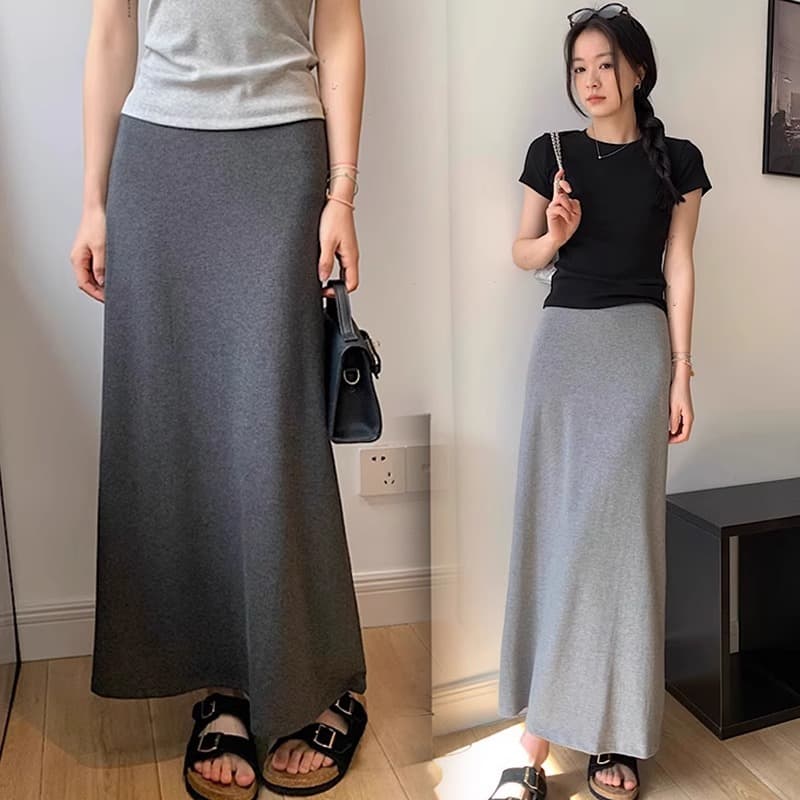 Maternity Adjustable Non-Belly Support Half Skirt 2025 Summer Casual Slimming Long Bodycon Mermaid Skirt for Women