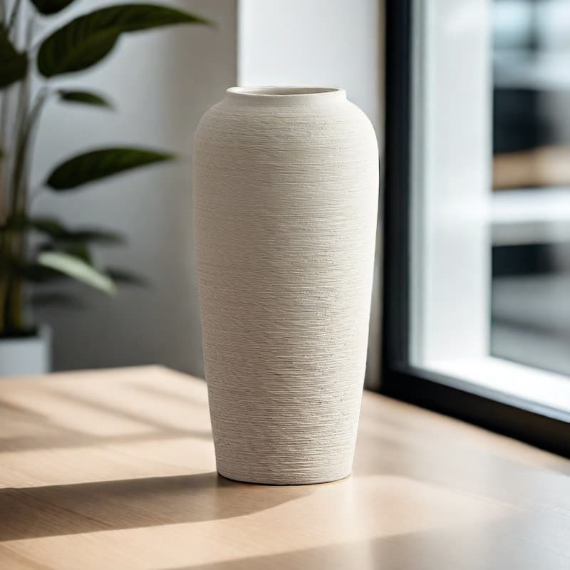 Vase Decoration for Living Room, Ceramic-Like Pottery, Wabi-Sabi Style Floor Vase, New Chinese Style, for Hydroponic or Dried Flowers, Rustic Ceramic