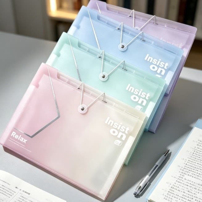Morandi accordion bag file bag transparent a4 gradient color creative student multi-layer test paper storage bag accordion style