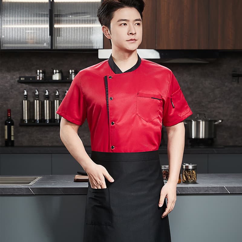 Summer Chef Workwear Printed Short Sleeve for Catering Hotel Kitchen Cafeteria Restaurant Women Baking Apron