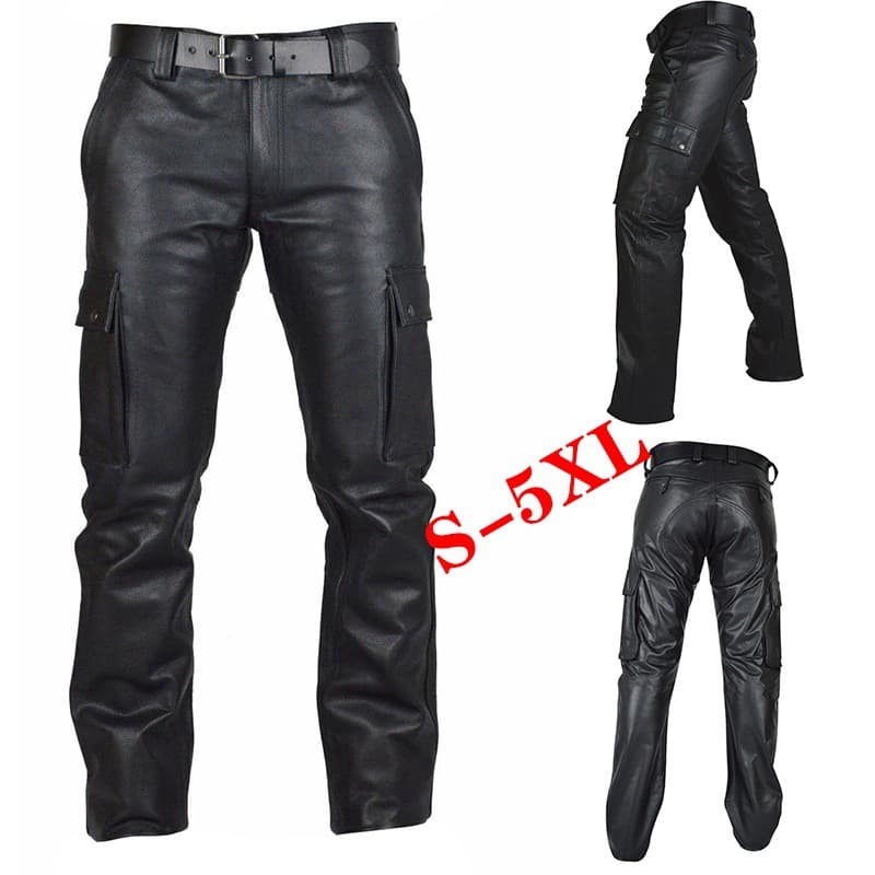 New Explosive Style Wish Amazon Hot-Selling Europe and America Solid Color PU Lace-Up Trendy Casual Leather Pants Loose Style Fashion