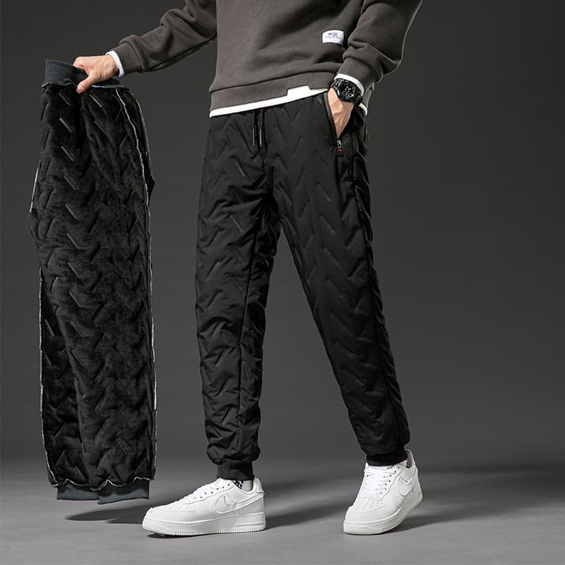 Thickened Fleece Lined Loose Fit Men's Winter Casual Pants Outerwear Warm Breathable Windproof for Middle-Aged And Elderly