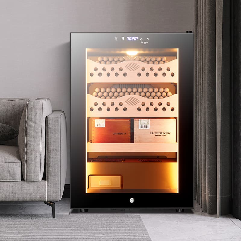 Qielong 50C1 intelligent constant temperature and humidity cigar cabinet, cedar wood mini small home built-in wine cabinet.