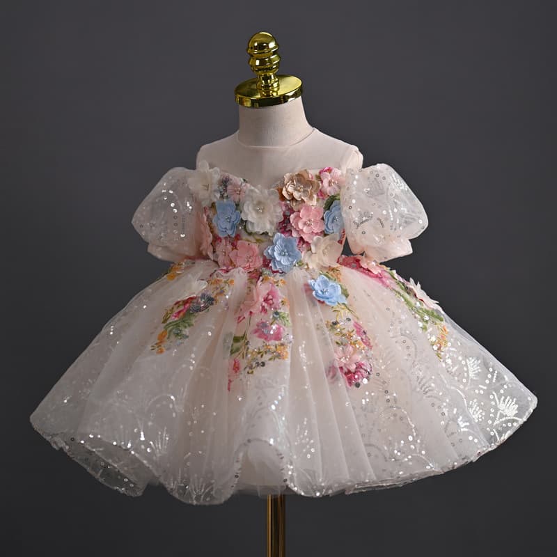 Girls' Evening Gown Fairy Light Luxury Children's Flower Fairy Birthday Princess Dress Host Banquet Evening Gown