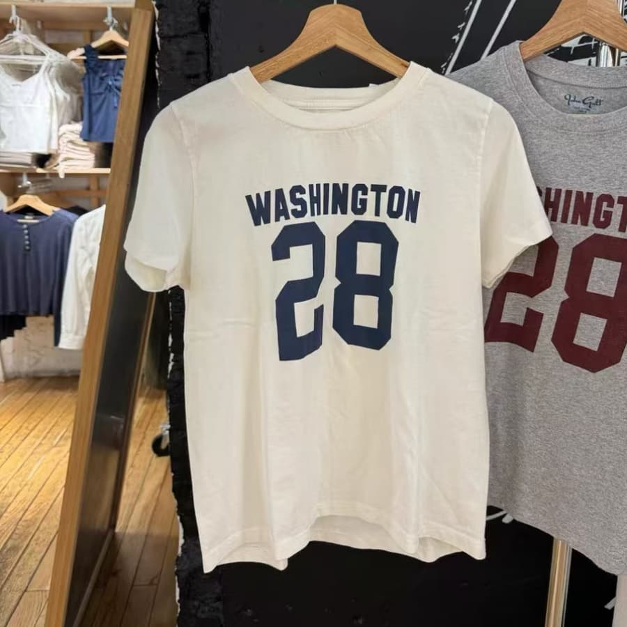 BM Style American Retro White Number 28 Letter Print Short Sleeve T-Shirt for Women BM Summer New Versatile Round Neck Top