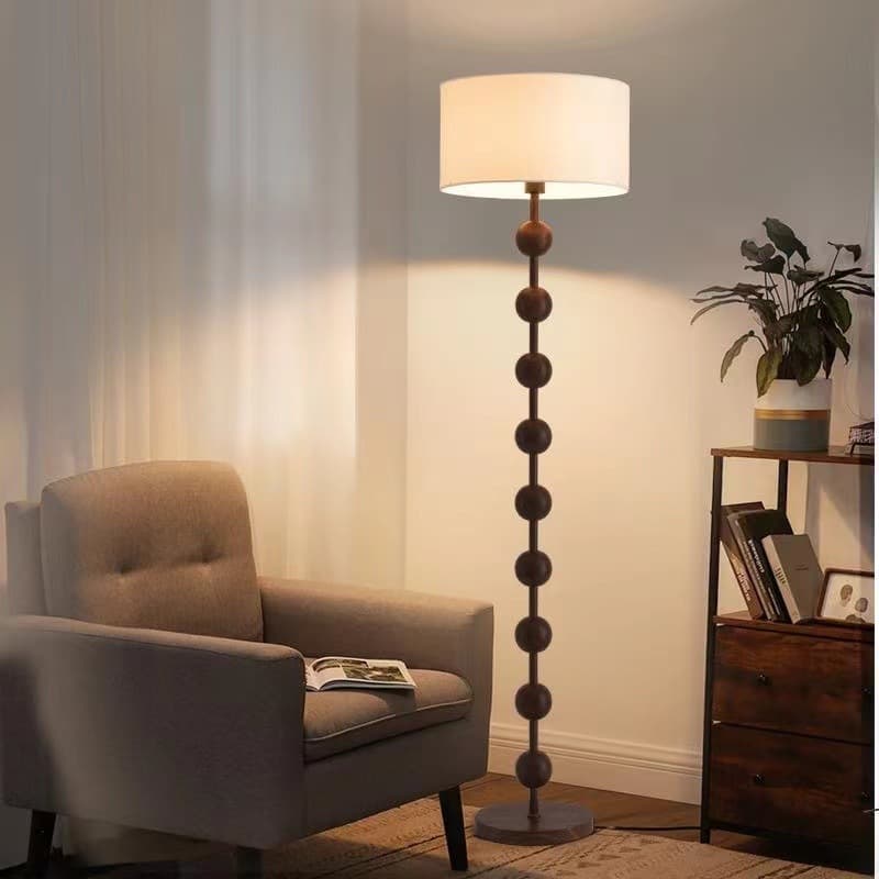 French Light Luxury Mid-Century Wabi-Sabi Floor Lamp for Living Room, New Chinese American Retro Bedroom High-End Ambience Lighting