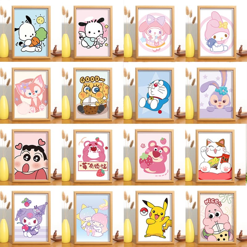 Cartoon Anime Photo Frame Ornament, Cute Desktop Decoration for Student Dormitory, Bedroom, Study Room, Simple 3D Creative Design