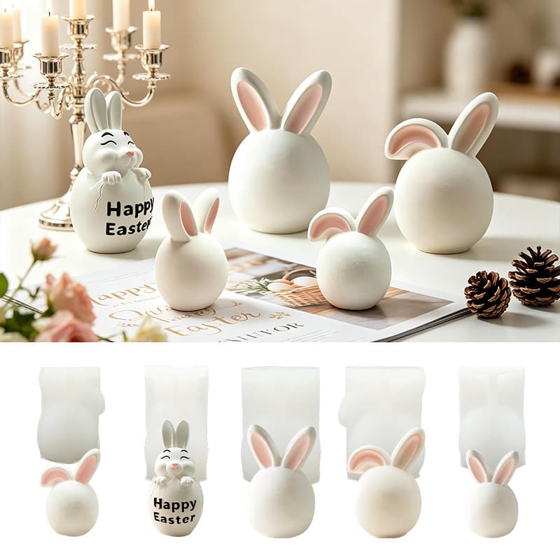 Easter scented candle mold three-dimensional eggshell rabbit ornaments creative handmade rabbit gift ornaments