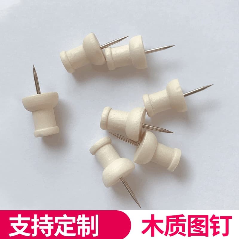 Hot selling solid wood color I-shaped nails office painting supplies logs felt wall cork board press nails wooden thumbtacks