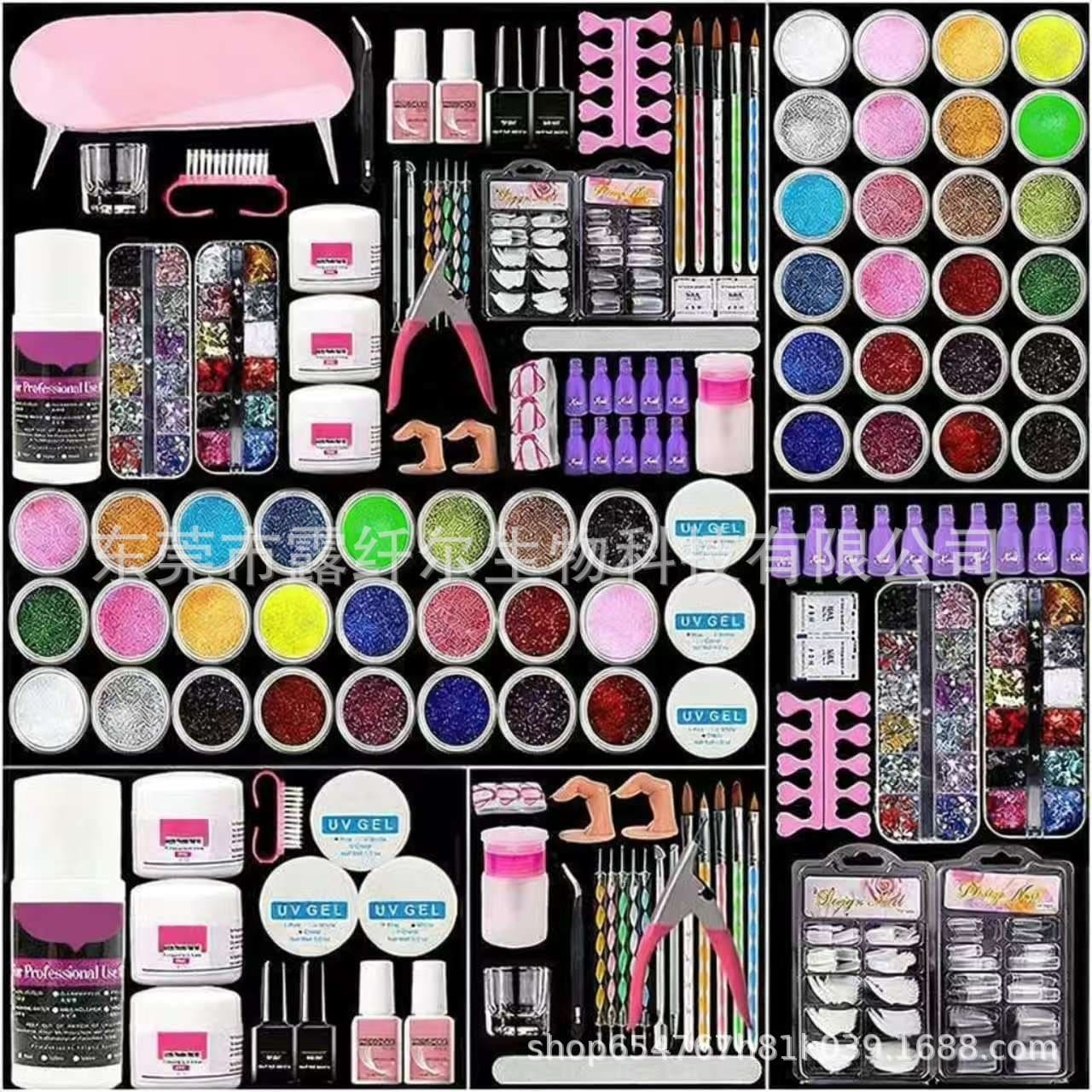 Beginner Cross-border Nail Art Set with Finger Separator Cotton, Acrylic Liquid, Acrylic Powder, Full Set Nail Tools, Nail Polish Gel, Private Label