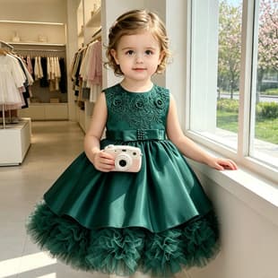 Baby Girl First Birthday Dress Infant Toddler Bow Tulle Princess Dress Flower Girl Birthday Party Gown