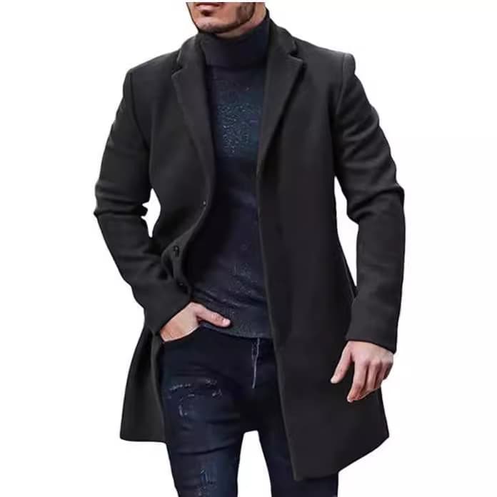 2024 New Men's Wool Overcoat Men's Cross-Border Wool Mid-Long Trench Coat Multi-Color Multi-Size