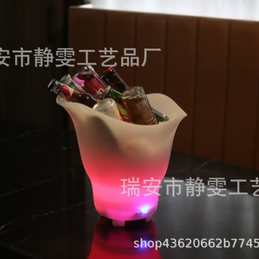 Bluetooth LED Ice Bucket, Waterproof and Drop-Resistant 8L Large Capacity with Speaker and SD Card Slot, Plastic Multicolor Beer Bucket
