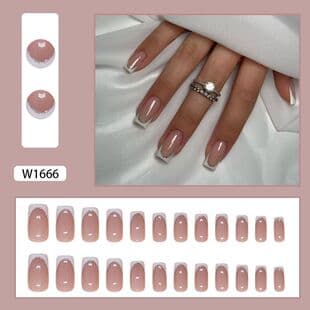 Export Fake Nails French Press-On Nails Fine Glitter Removable Nail Tips Simple Nail Pieces Stickers 24 Pieces