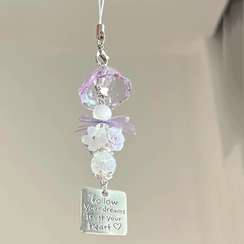 Handmade Purple Fairy Jellyfish Wind Chimes Mobile Phone Chain Bead Bracelet Creative Decorative Plastic Resin Pendants