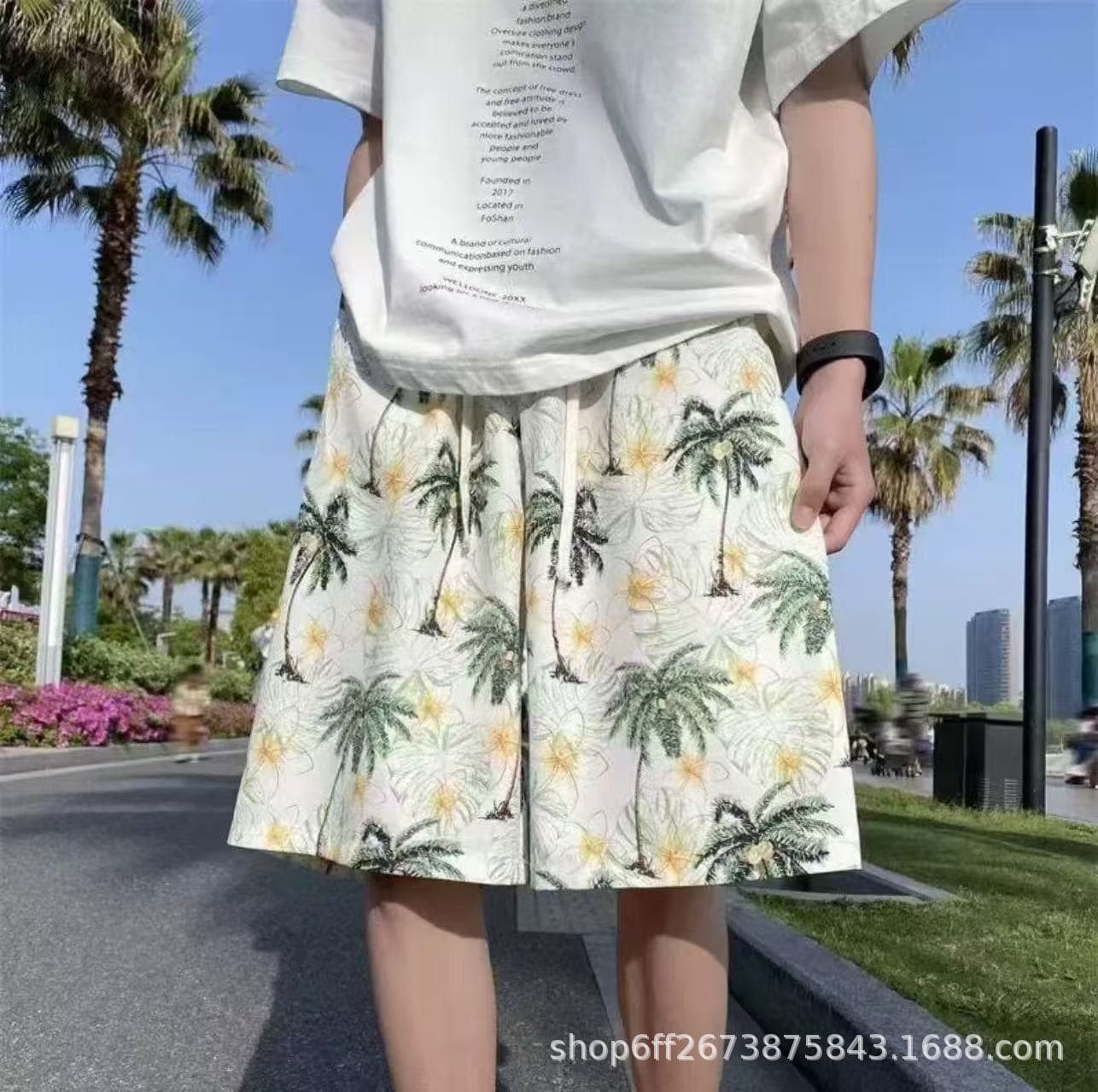 Men's Summer Shorts Loose Straight Casual Shorts Thin Hawaii Beach Shorts Trendy