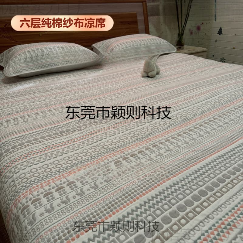 Gauze bed sheet, pure cotton six-layer soft cooling mat, suitable for infants, students, adults, double rooms, air-conditioned rooms, non-Yazan coarse cloth three-piece set